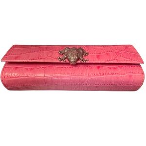 Carlisle New‎ Pink Metal Frog Crocodile Embossed Glasses Case